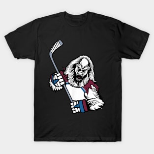 Ice Hockey Yeti Bigfoot Colorado Mountain Snow Beast Logo T-Shirt